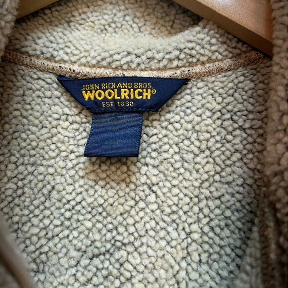 Woolrich Womens Fleece Vest Sweater Medium Tan Sherpa Lined Full Zip Outdoors - Picture 2 of 10